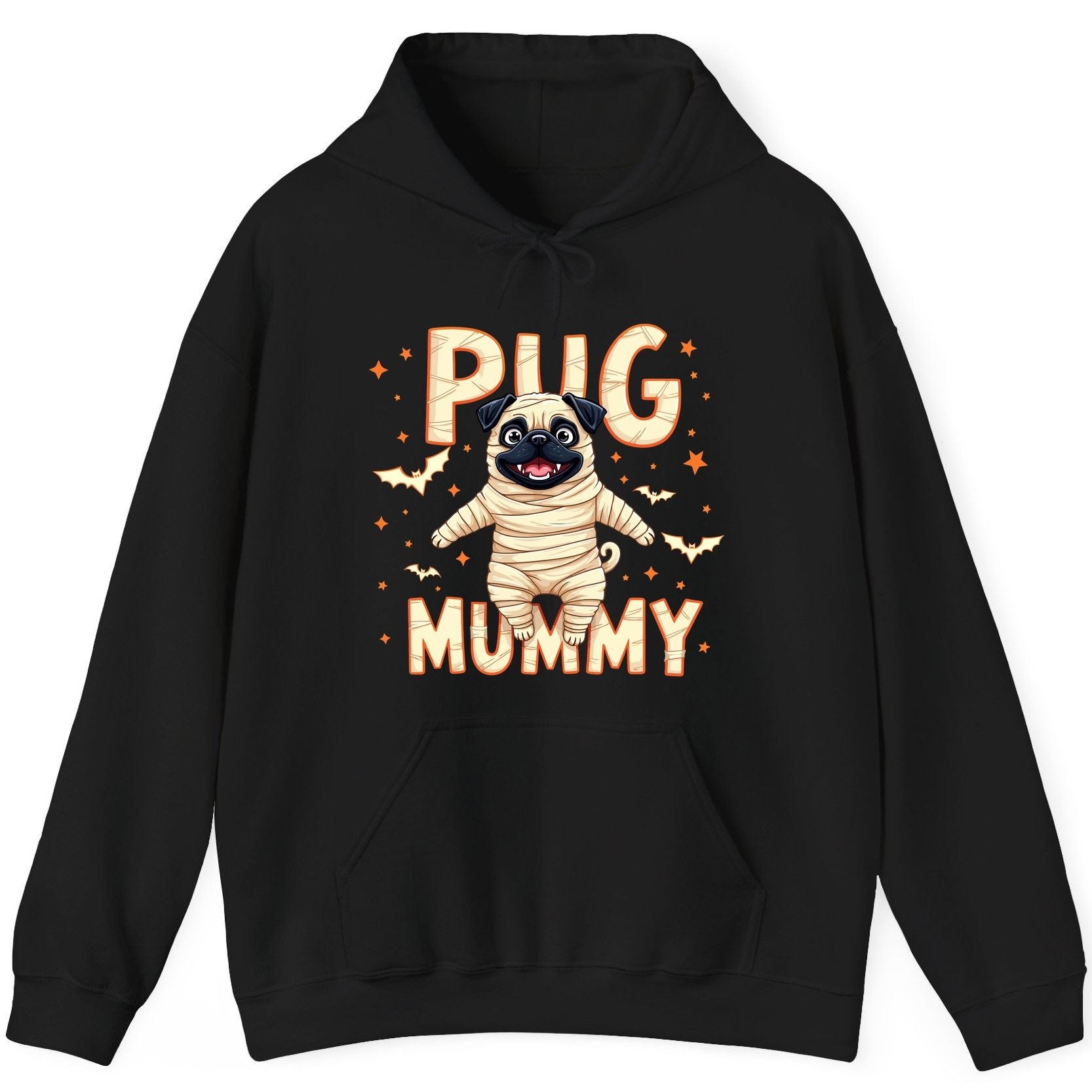 Pug Mummy pug Hoodie Black product mockup