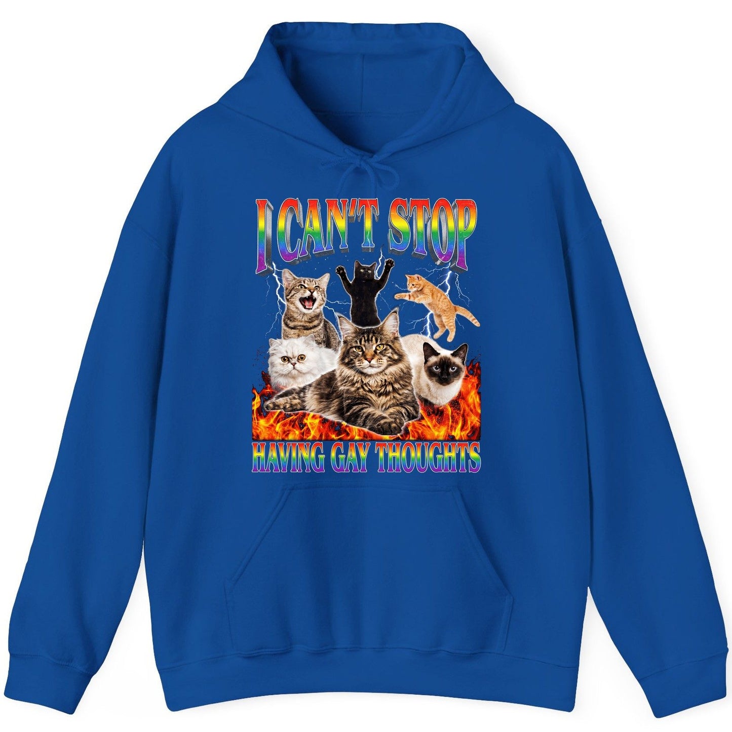 I Can't Stop Having Gay Thoughts cats Hoodie Royal product mockup