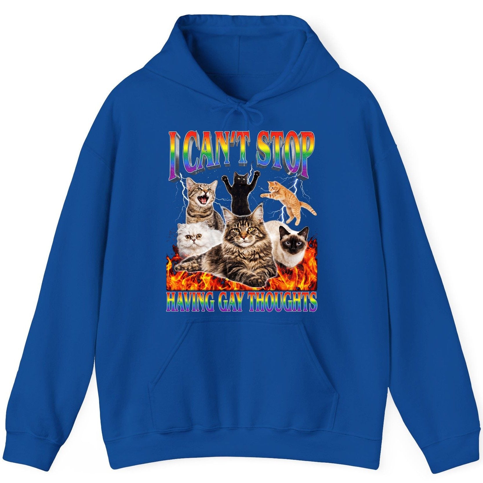 I Can't Stop Having Gay Thoughts cats Hoodie Royal product mockup