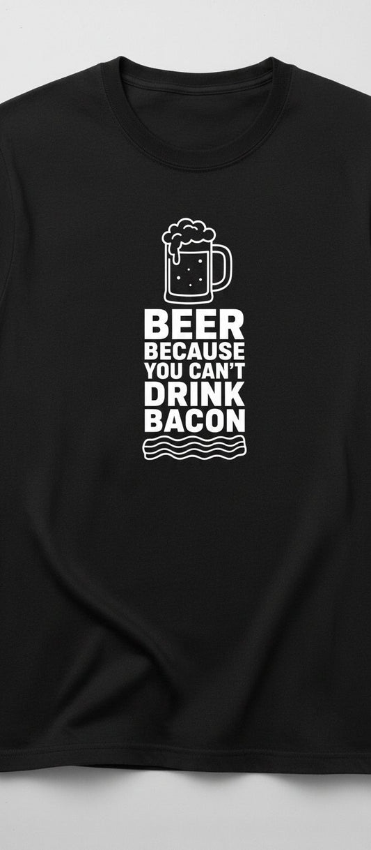 You Can't Drink Bacon Beer Funny Lovers T-Shirt - product mockup - Black