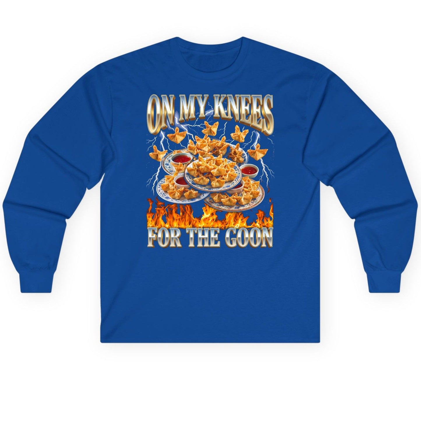 On My Knees for the Goon crab rangoon Long Sleeve Tee Royal product mockup