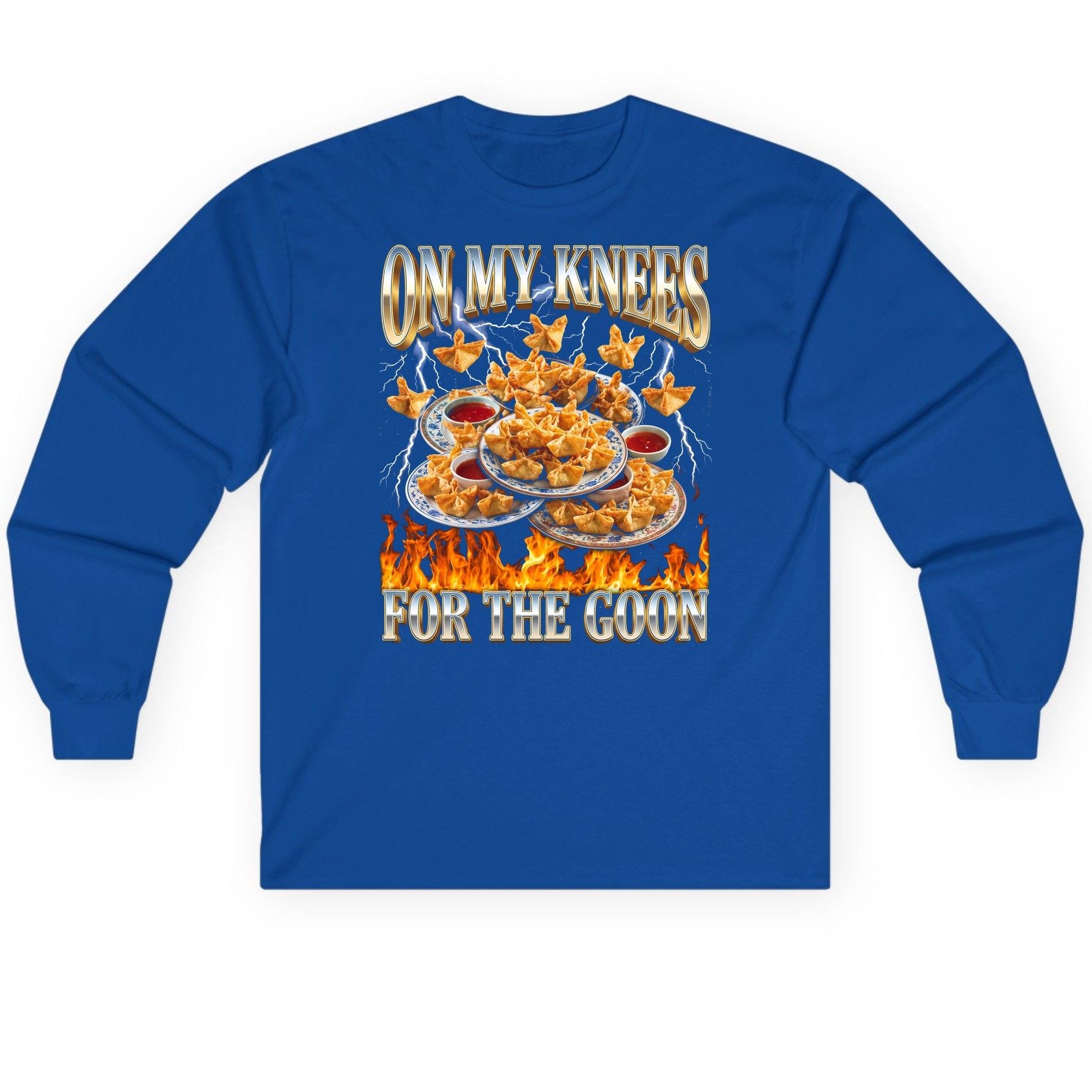 On My Knees for the Goon crab rangoon Long Sleeve Tee Royal product mockup