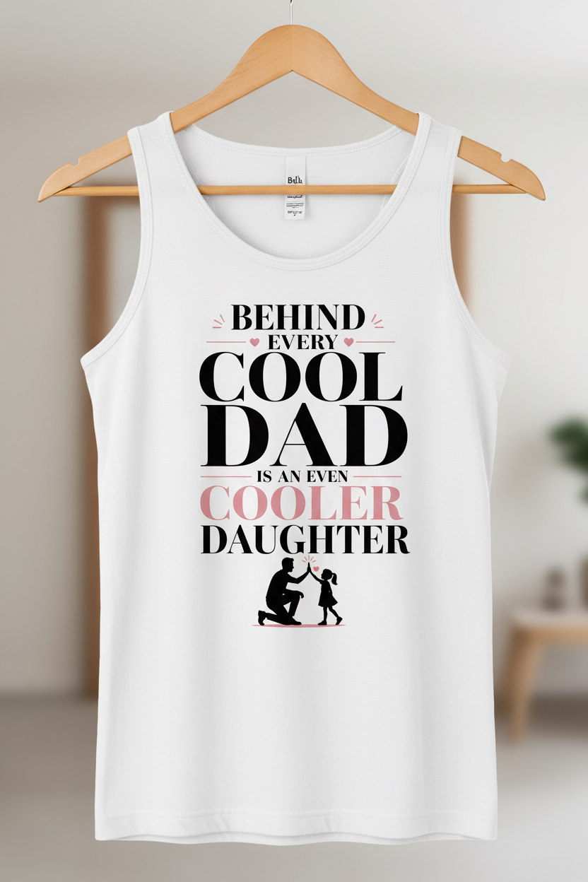 Behind Every Cool Dad Is An Even Cooler Daughter Tank Top - White