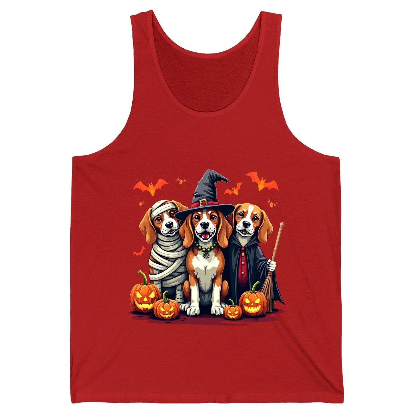 Halloween Beagles Costume beagles in Halloween costumes Tank Top Red product mockup