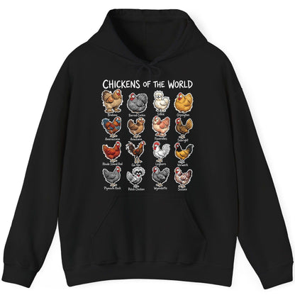 Chickens of the World chicken breeds Hoodie Black product mockup