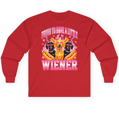 Proud to Have a Little Wiener dachshund Long Sleeve Tee Red product mockup
