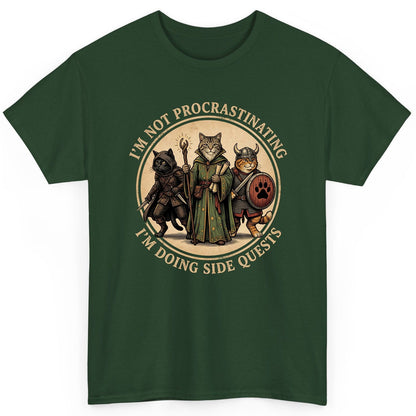 I'm Not Procrastinating I'm Doing Side Quests rpg cats T-Shirt Forest Green product mockup