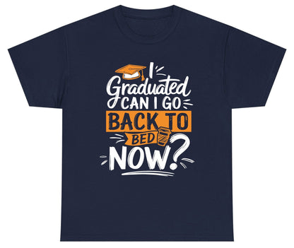 I Graduated Can I Go Back to Bed Now Funny Graduation Youth T-Shirt - product mockup - Navy