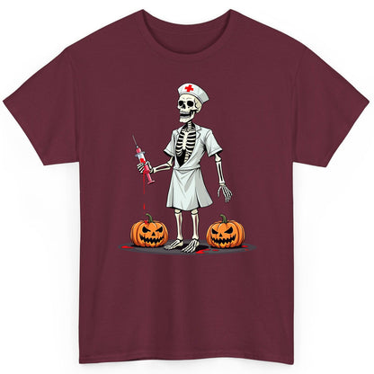 Spooky Skeleton Nurse Halloween skeleton nurse T-Shirt Maroon product mockup