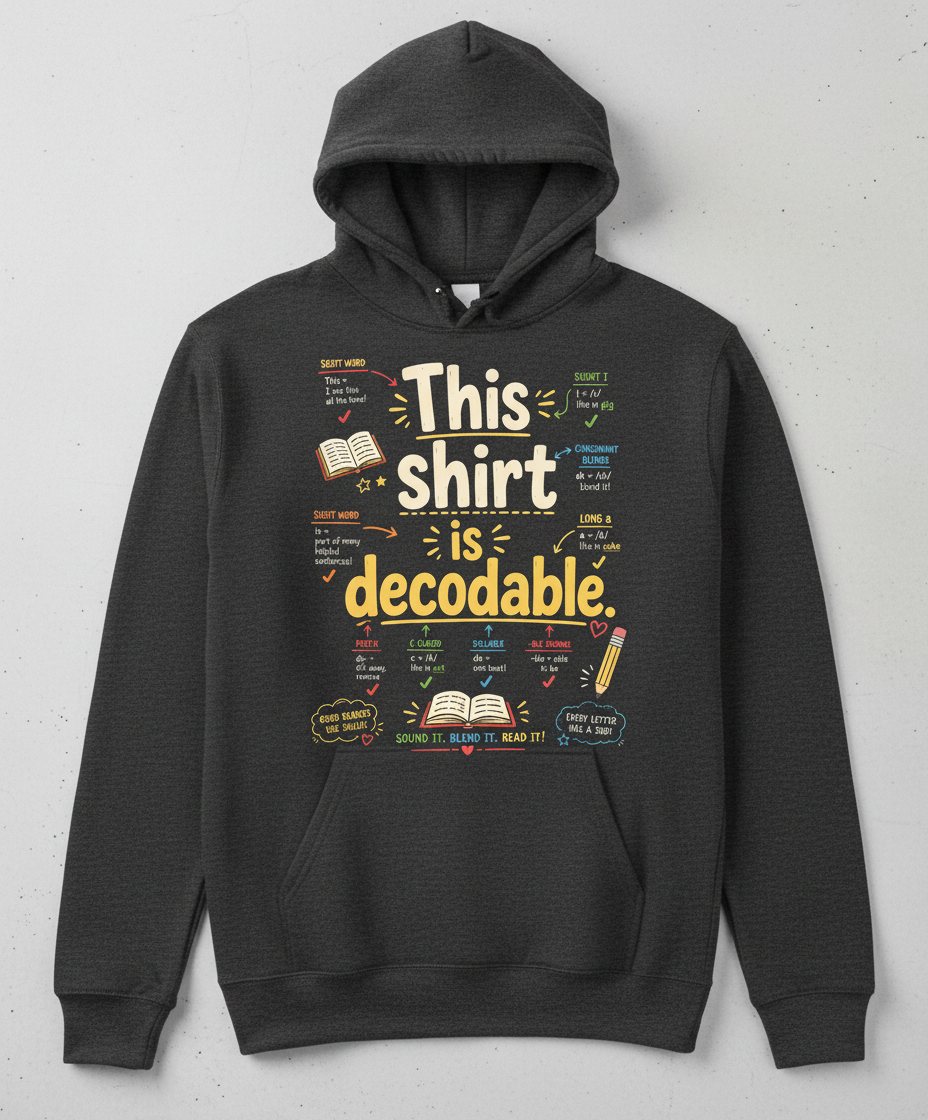 This Shirt Is Decodable Phonics Teacher Hoodie - Dark Heather