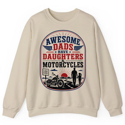 Awesome Dads Have Daughters & Motorcycles biker dad Sweatshirt Sand product mockup