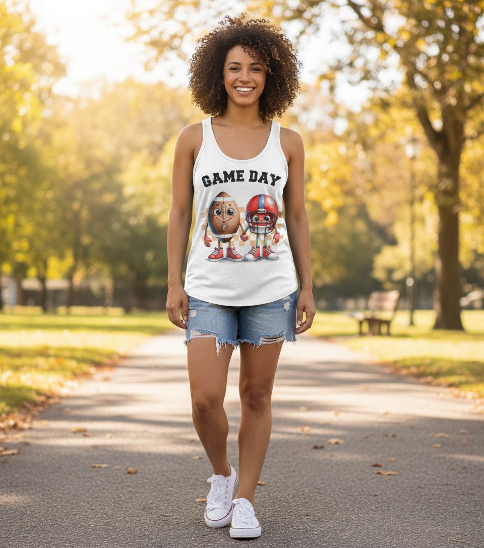 Game Day american football Tank Top White lifestyle mockup