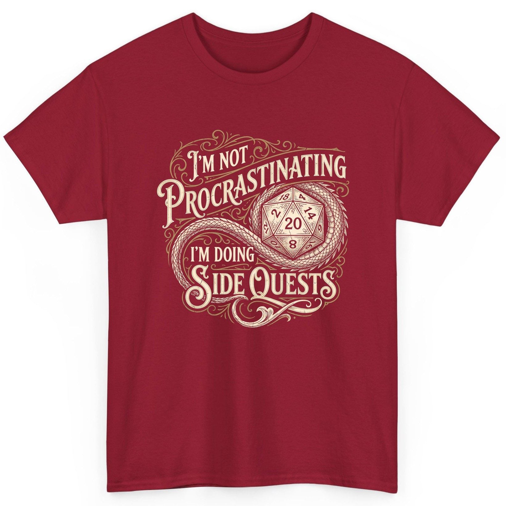I'm Not Procrastinating I'm Doing Side Quests rpg gaming T-Shirt Cardinal Red product mockup