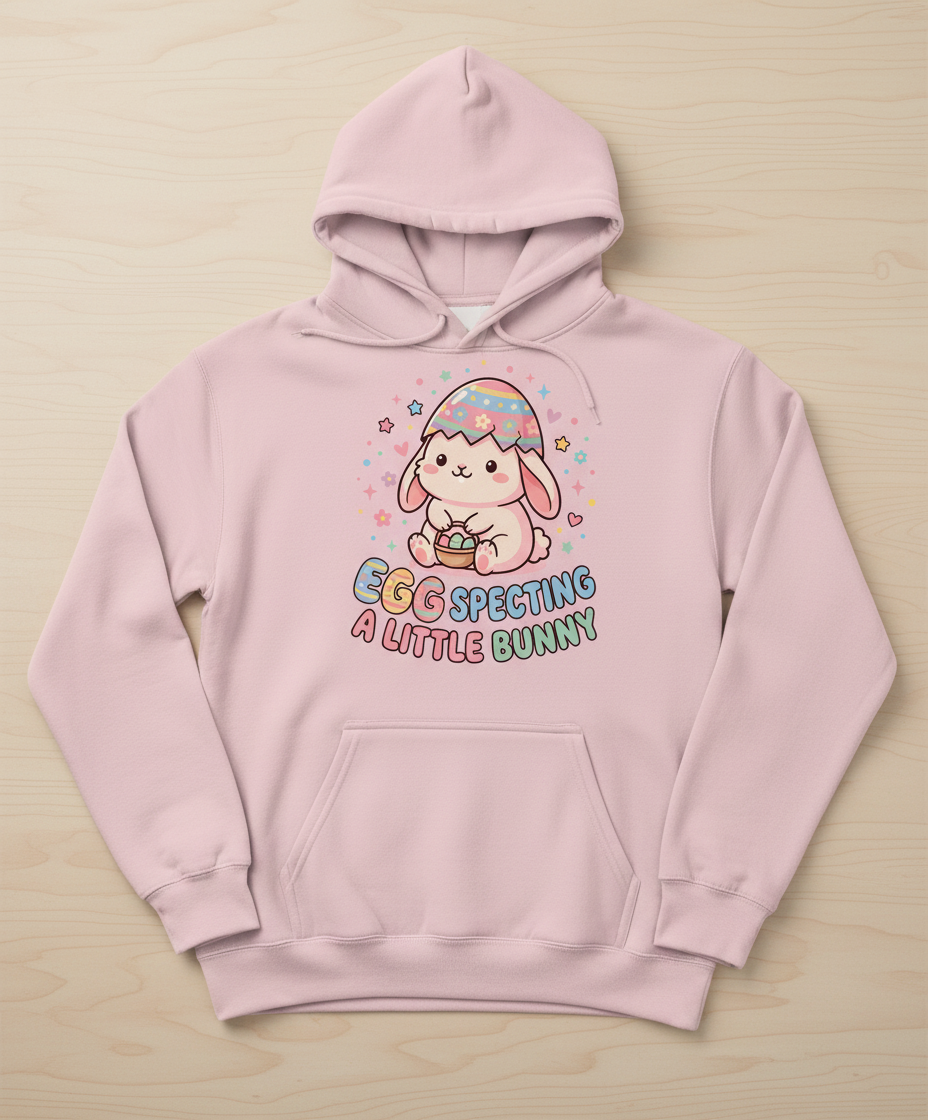 Egg Specting A Little Bunny Cute Easter Pregnancy Announcement Hoodie - Light Pink