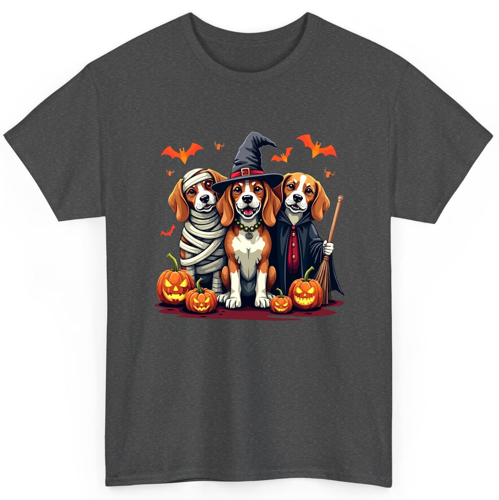 Halloween Beagles Costume beagles in Halloween costumes T-Shirt Dark Heather product mockup