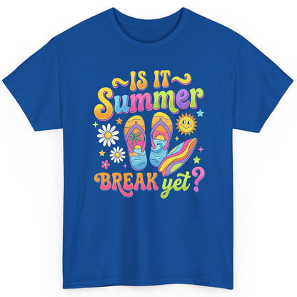 Is It Summer Break Yet Retro Vacation T-Shirt - product mockup - Royal