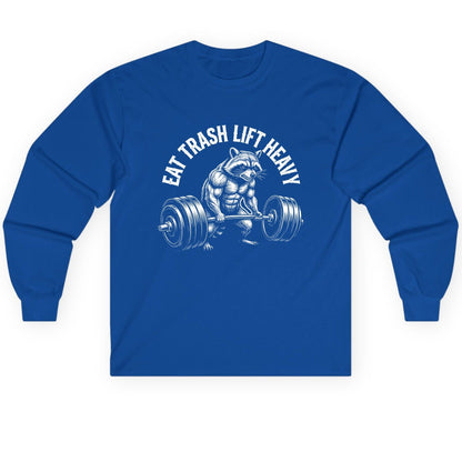 Eat Trash Lift Heavy raccoon Long Sleeve Tee Royal product mockup