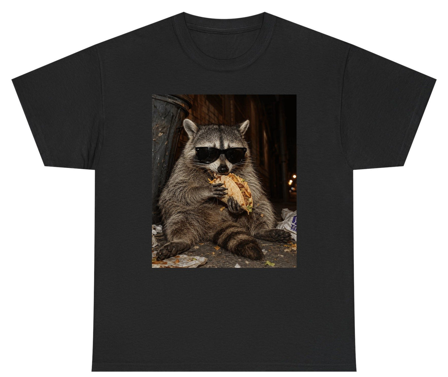 Raccoon Eating Taco Funny Animal Lovers Youth T-Shirt - product mockup - Black