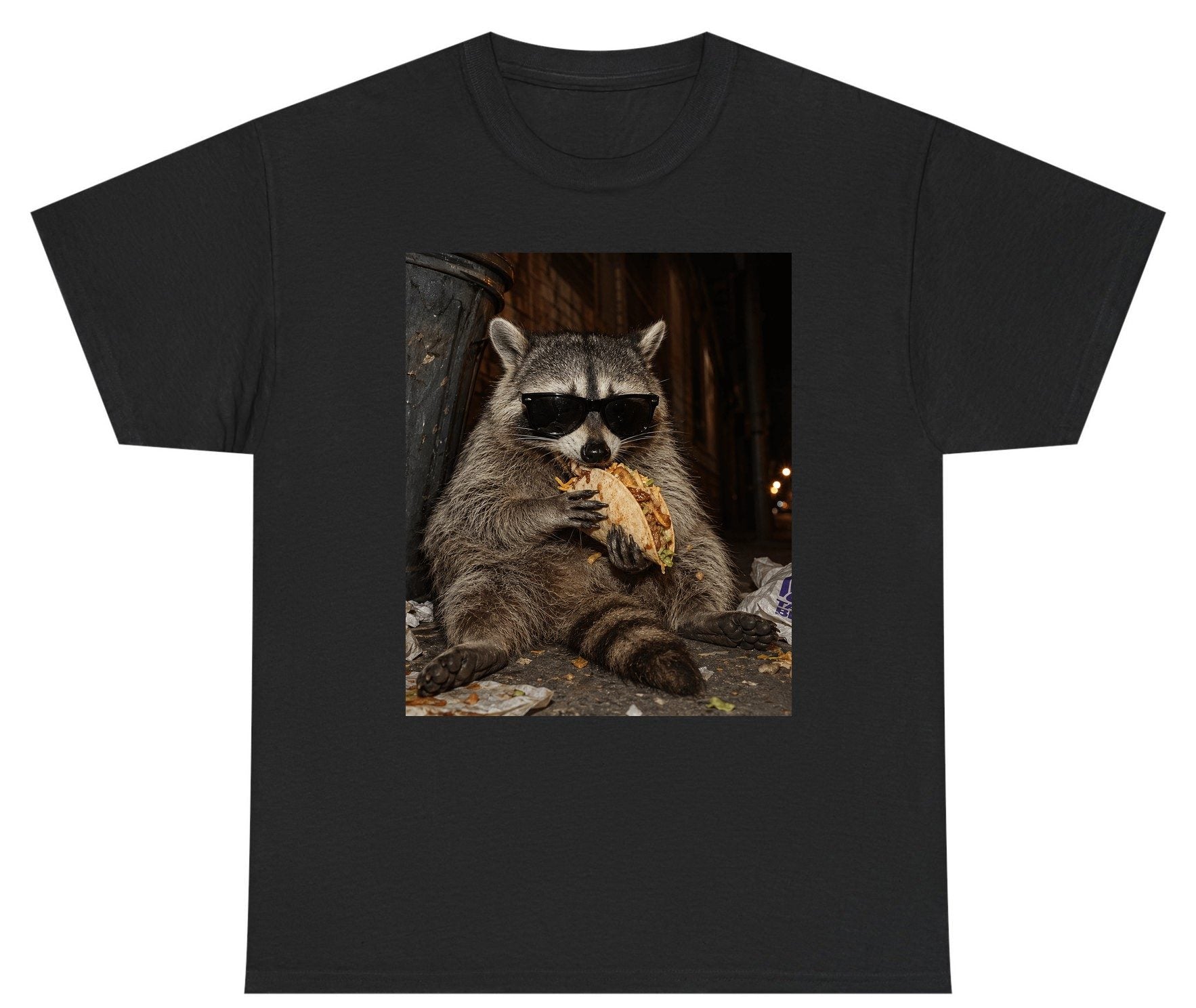 Raccoon Eating Taco Funny Animal Lovers Youth T-Shirt - product mockup - Black