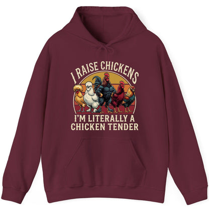 I Raise Chickens I'm Literally a Chicken Tender chickens Hoodie Maroon product mockup