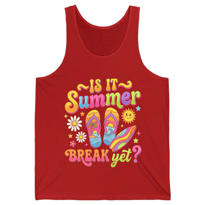 Is It Summer Break Yet Retro Vacation Tank Top - product mockup - Red