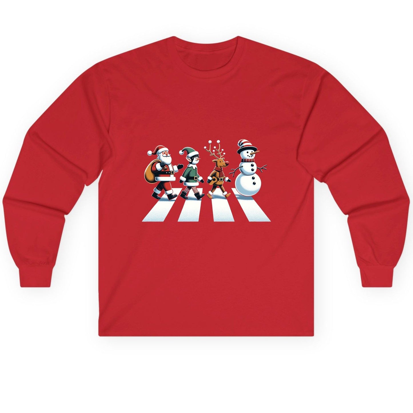 Christmas Abbey Road Parody Christmas abbey road parody Long Sleeve Tee Red product mockup