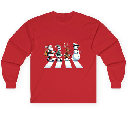 Christmas Abbey Road Parody Christmas abbey road parody Long Sleeve Tee Red product mockup