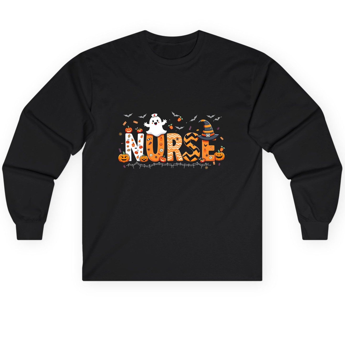 Nurse Halloween Long Sleeve Tee Black product mockup