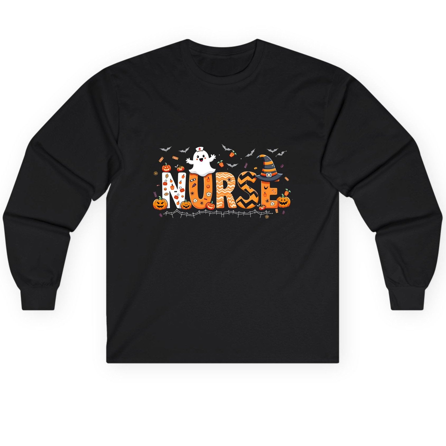 Nurse Halloween Long Sleeve Tee Black product mockup