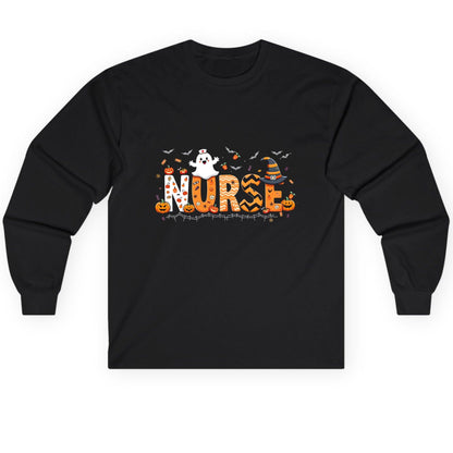 Nurse Halloween Long Sleeve Tee Black product mockup