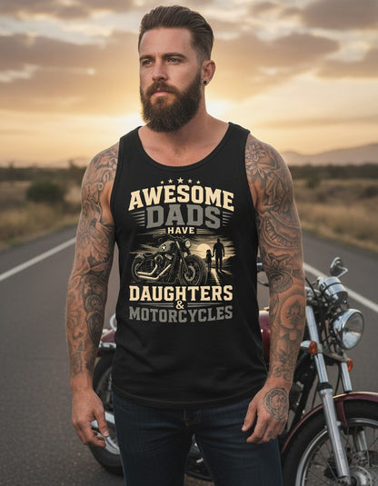 Awesome Dads Have Daughters & Motorcycles biker dad Tank Top Black lifestyle mockup
