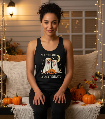 No Tricks Just Treats Halloween dogs Tank Top Black lifestyle mockup