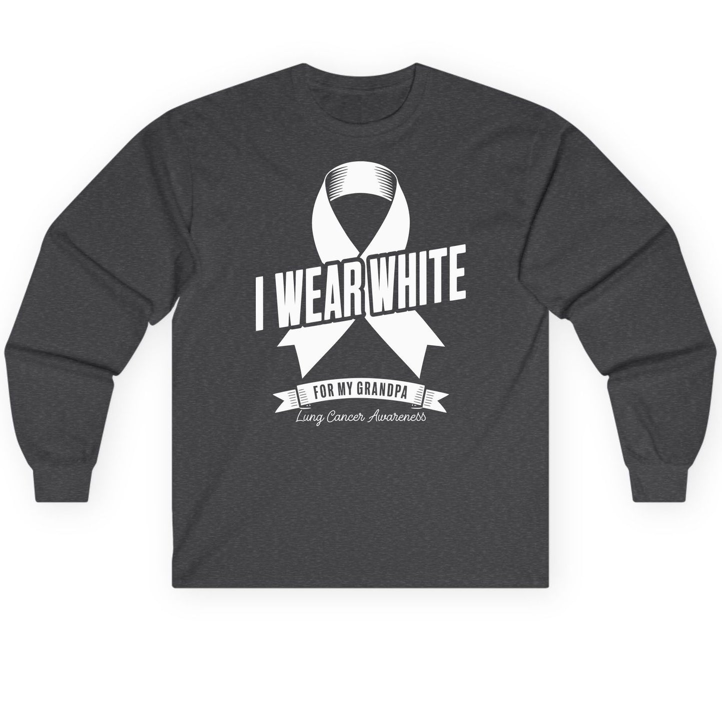 I Wear White for My Grandpa lung cancer awareness Long Sleeve Tee Dark Heather product mockup