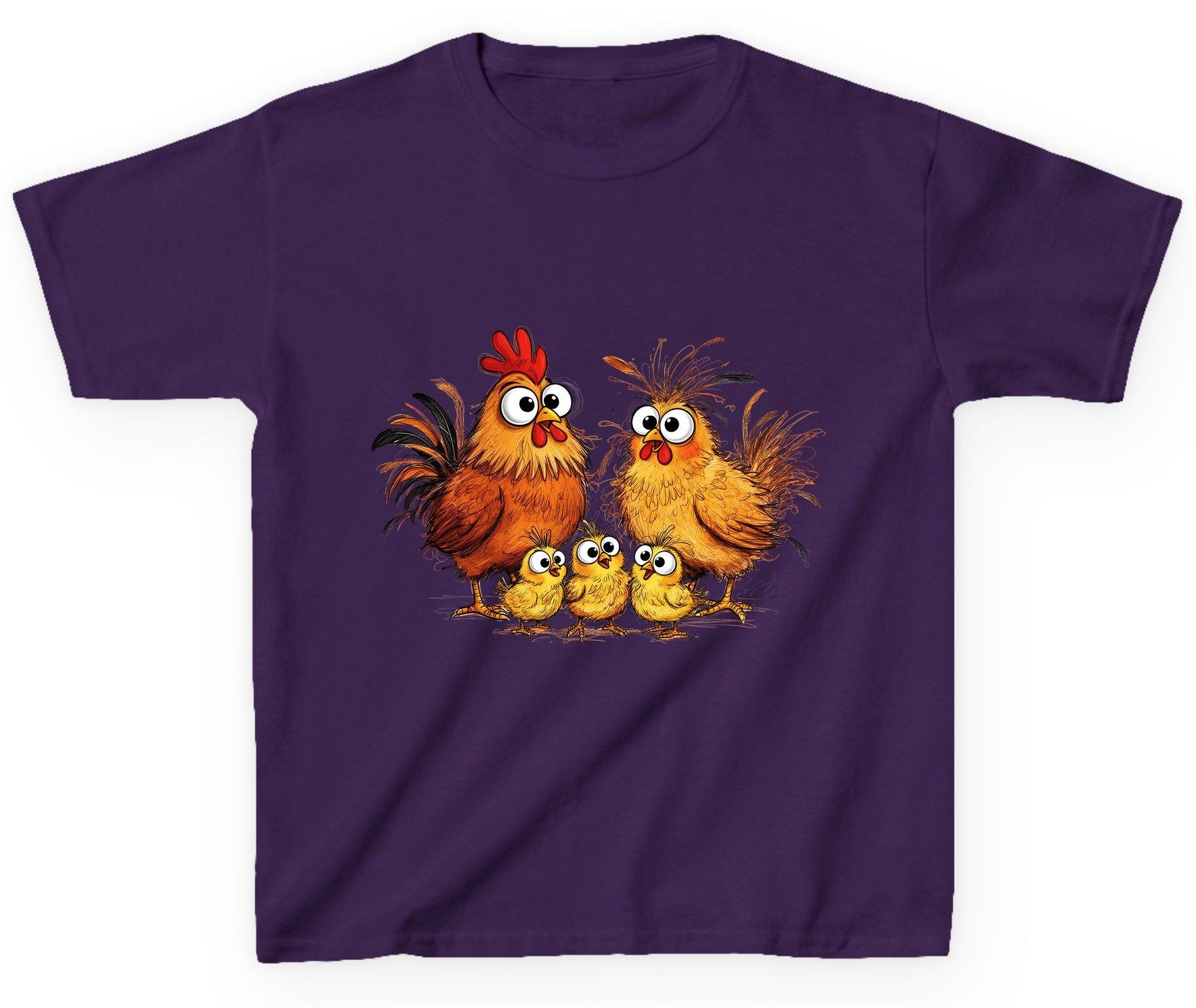 Funny Chicken Family chicken family Youth T-Shirt Purple product mockup