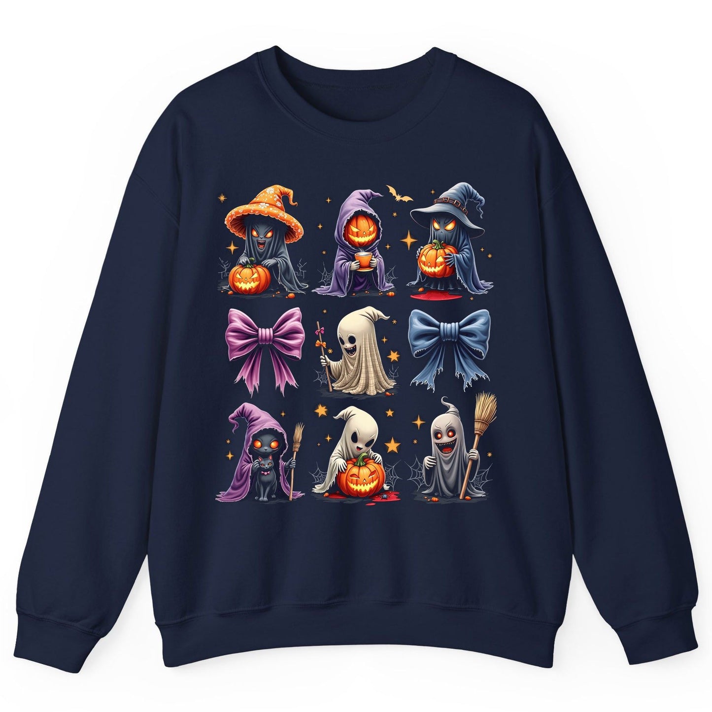 Spooky Cute Halloween Characters Halloween characters Sweatshirt Navy product mockup
