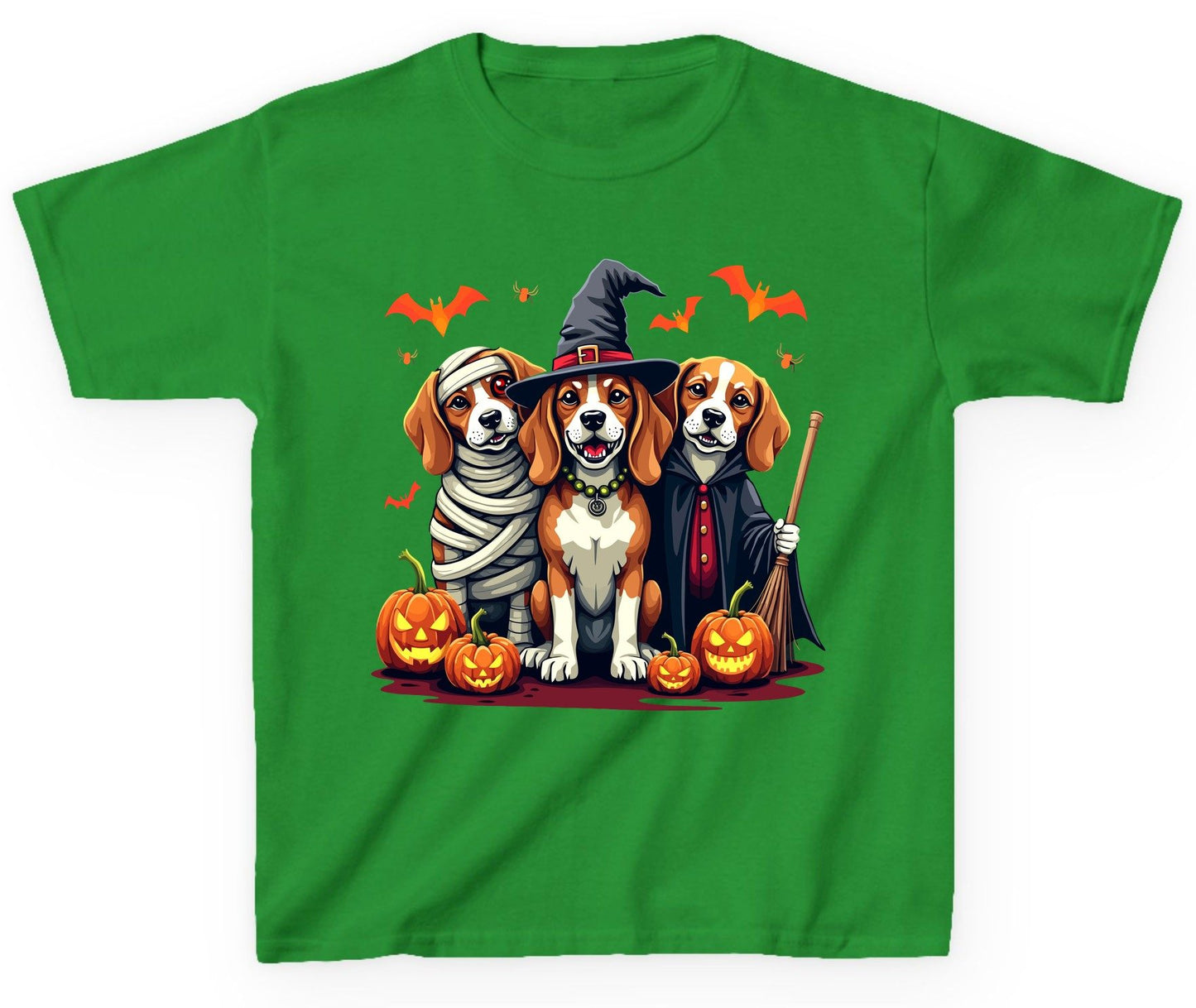 Halloween Beagles Costume beagles in Halloween costumes Youth T-Shirt Irish Green product mockup