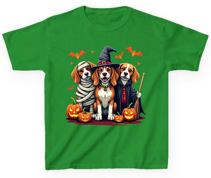 Halloween Beagles Costume beagles in Halloween costumes Youth T-Shirt Irish Green product mockup