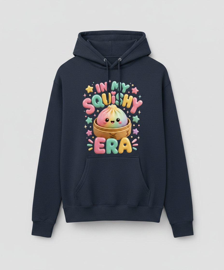 In My Squishy Era Cute Dumpling Hoodie - product mockup - Navy