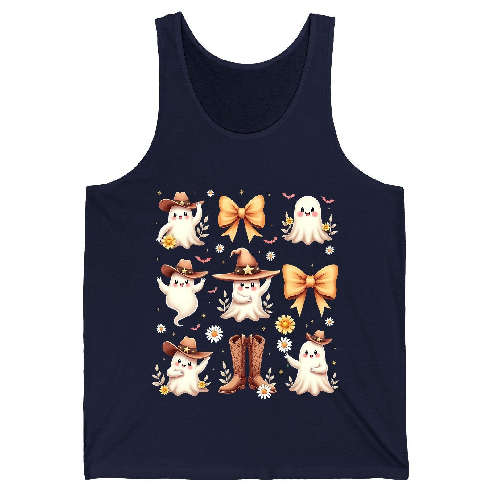 Boo Haw Cute Ghost cute ghost Tank Top Navy product mockup