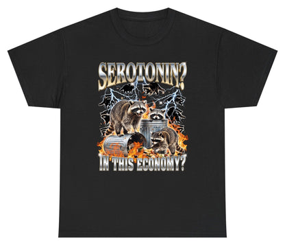 Serotonin in This Economy? raccoons Youth T-Shirt Black product mockup