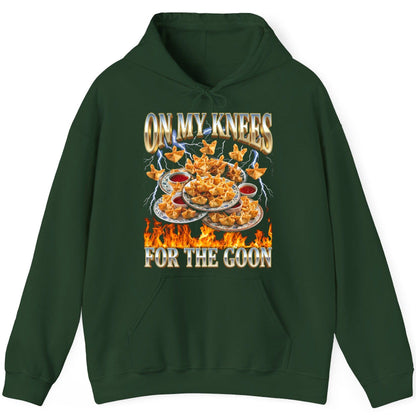 On My Knees for the Goon crab rangoon Hoodie Forest Green product mockup