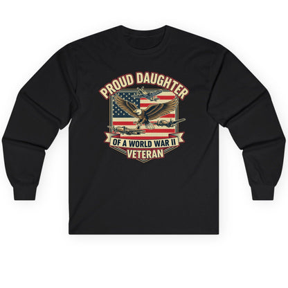 Proud Daughter of a World War Ii Veteran world war ii veteran Long Sleeve Tee Black product mockup