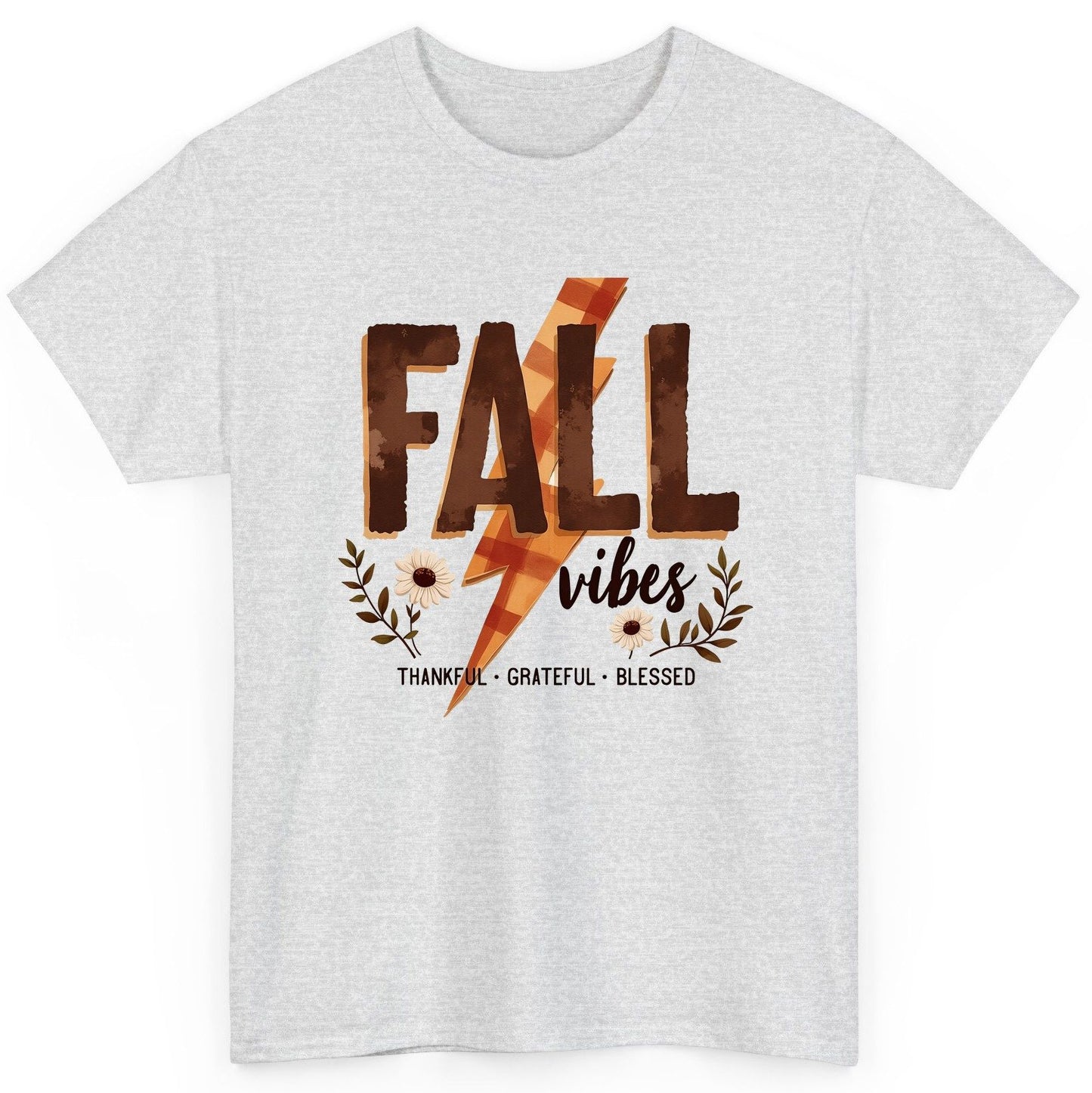 Fall Vibes Thankful Grateful Blessed autumn T-Shirt Ash product mockup