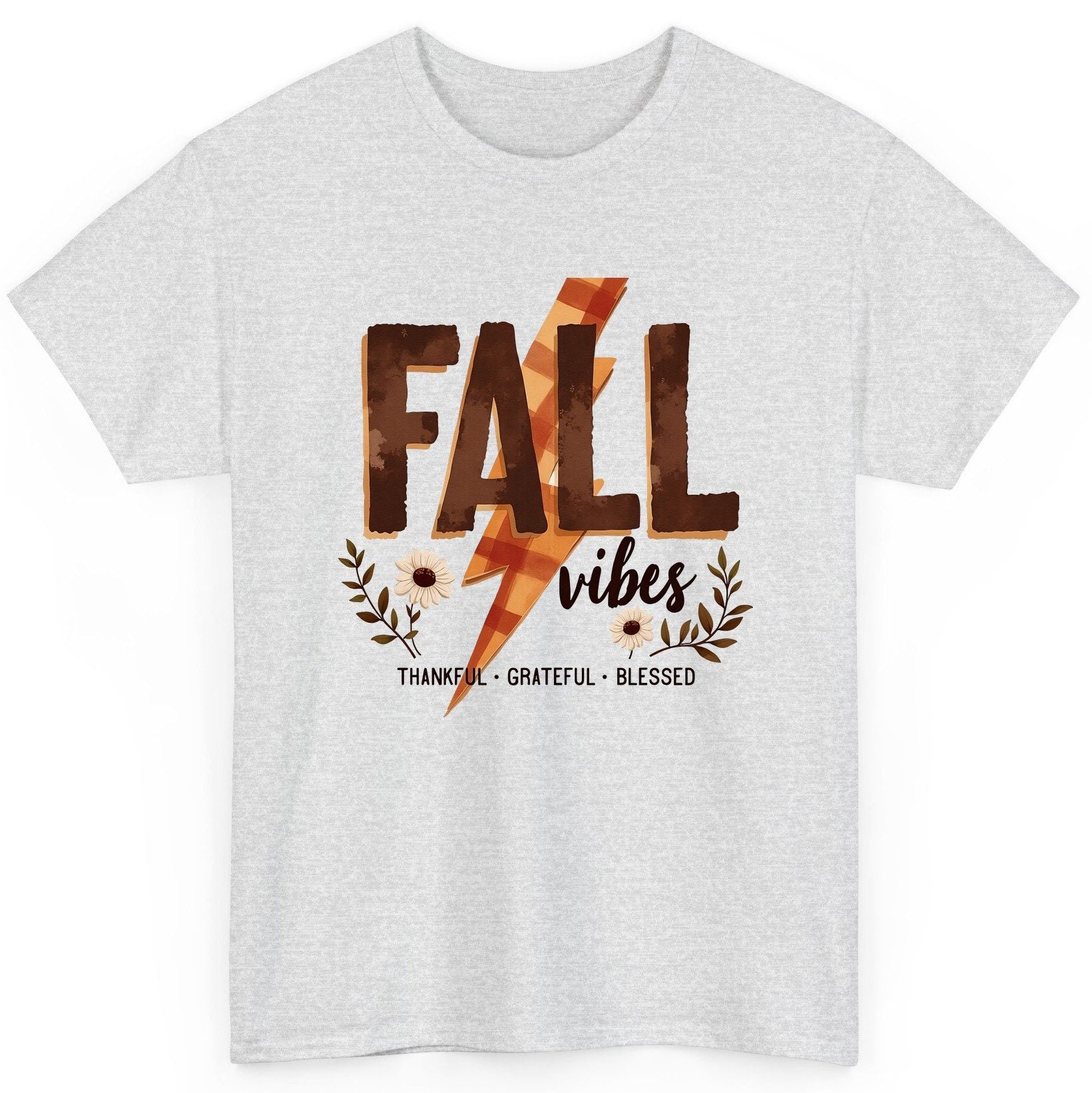 Fall Vibes Thankful Grateful Blessed autumn T-Shirt Ash product mockup