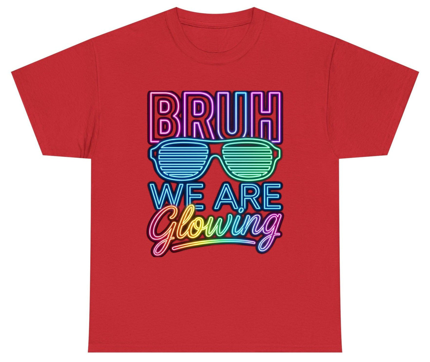 BRUH WE ARE Glowing Neon Party Youth T-Shirt Red product mockup