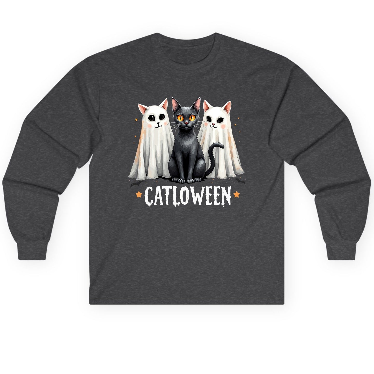 Catloween Halloween cats Long Sleeve Tee Dark Heather product mockup
