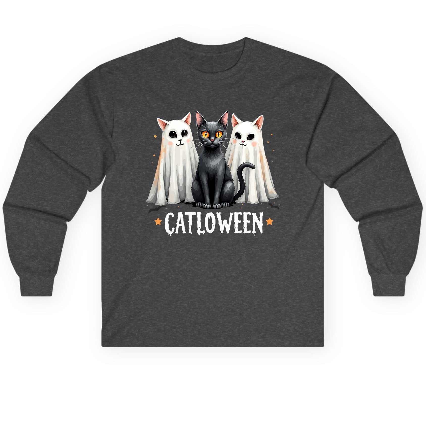 Catloween Halloween cats Long Sleeve Tee Dark Heather product mockup