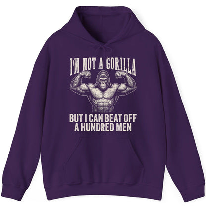 I'm Not a Gorilla but I Can Beat Off a Hundred Men gorilla Hoodie Purple product mockup