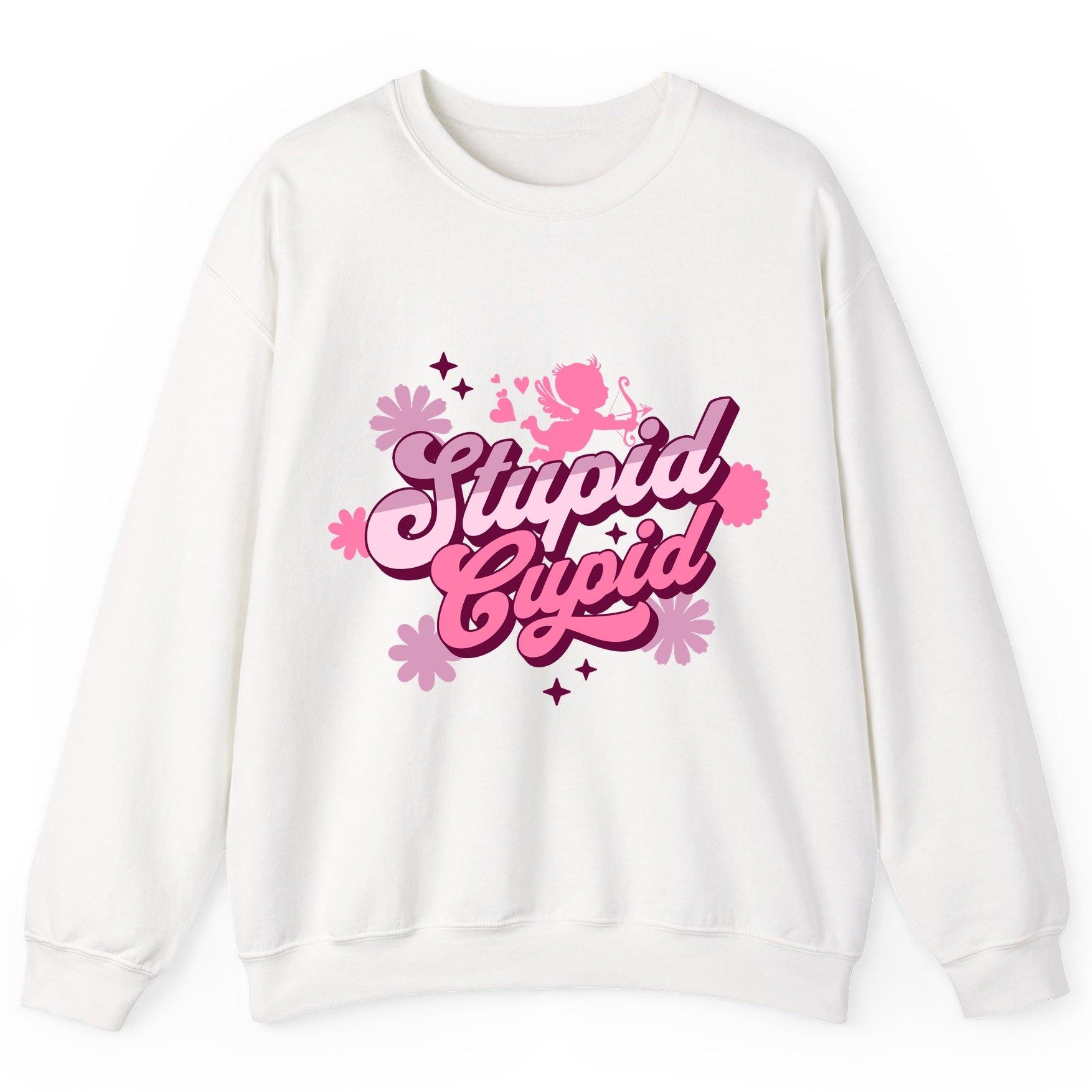 Stupid Cupid anti-Valentine's Day Sweatshirt White product mockup
