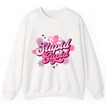 Stupid Cupid anti-Valentine's Day Sweatshirt White product mockup